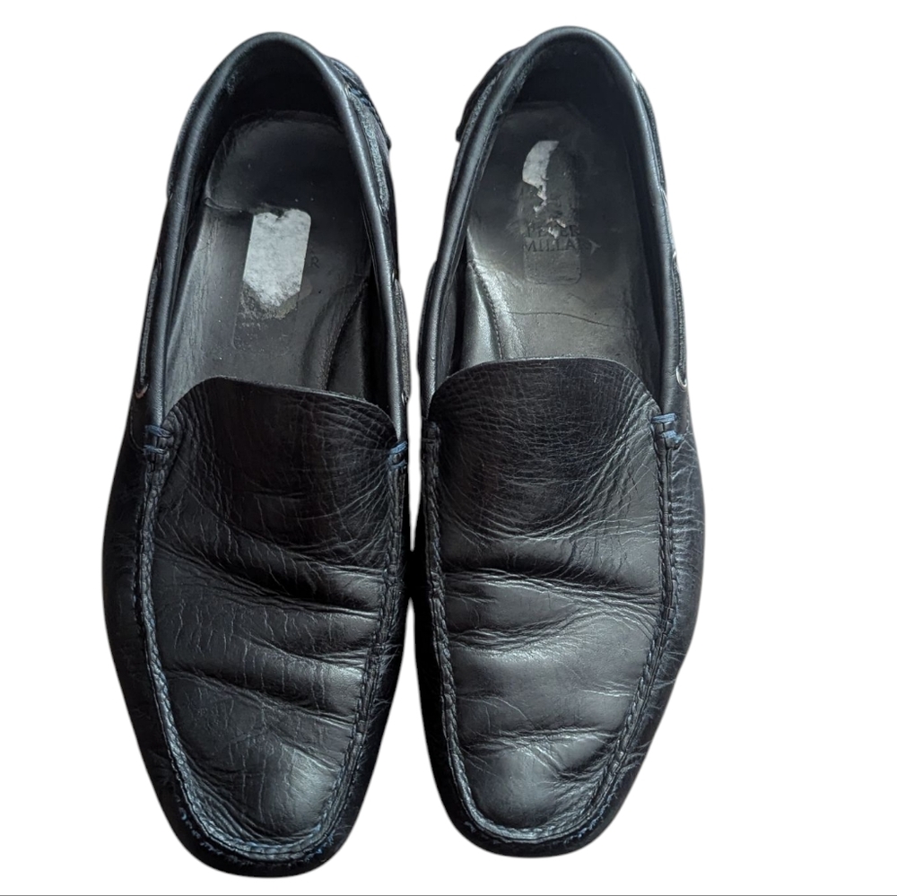 Peter Millar Black Leather Slip-On Loafers